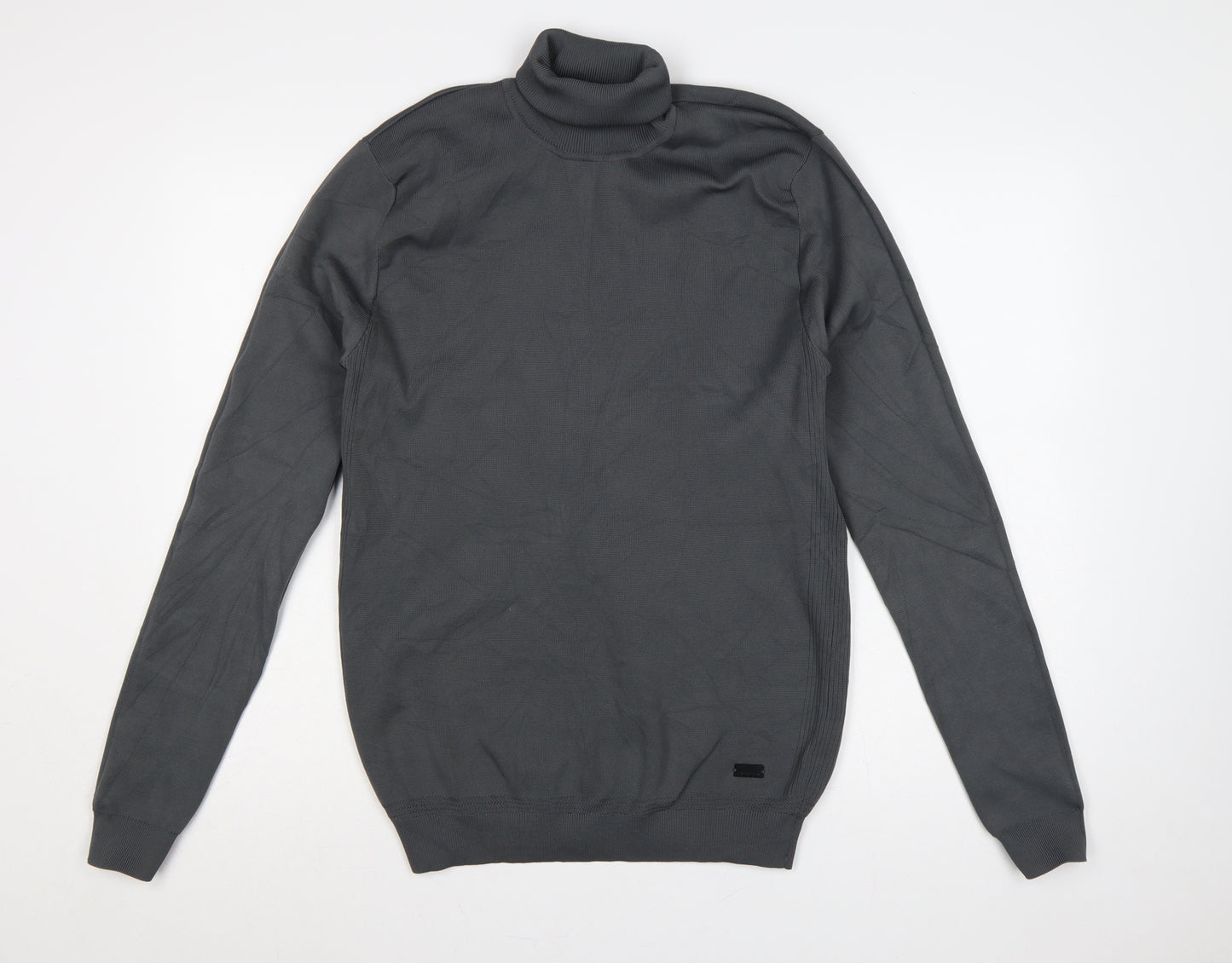 River Island Men's Grey M Roll Neck Knitted Pullover Jumper