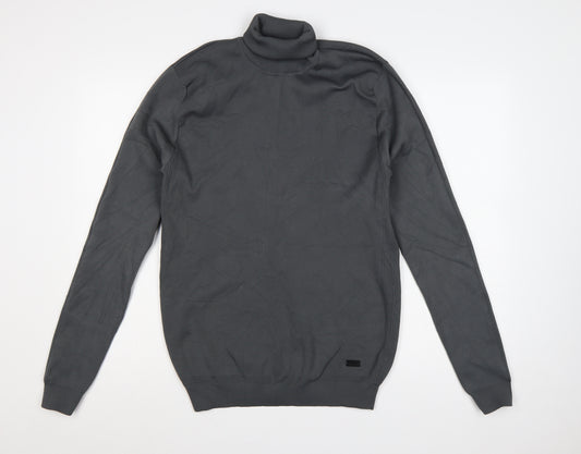 River Island Men's Grey M Roll Neck Knitted Pullover Jumper