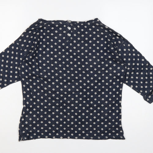 White Stuff Women’s Blue Polka Dot Cotton 3/4 Sleeve T-Shirt Size 10