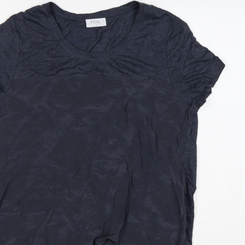 FOIL Women’s Blue S Layered Jersey Tunic Short Sleeve Blouse