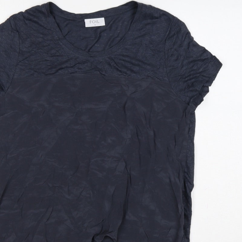 FOIL Women’s Blue S Layered Jersey Tunic Short Sleeve Blouse