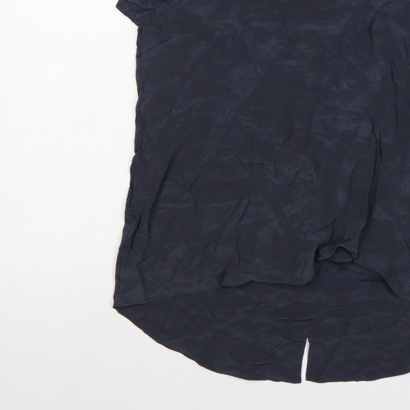 FOIL Women’s Blue S Layered Jersey Tunic Short Sleeve Blouse