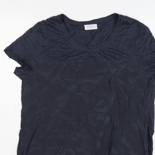 FOIL Women’s Blue S Layered Jersey Tunic Short Sleeve Blouse