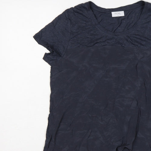 FOIL Women’s Blue S Layered Jersey Tunic Short Sleeve Blouse