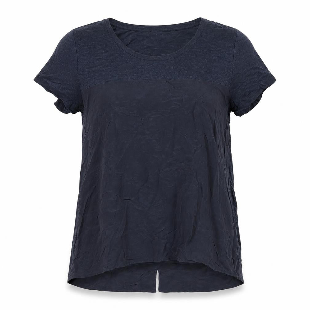 FOIL Women’s Blue S Layered Jersey Tunic Short Sleeve Blouse