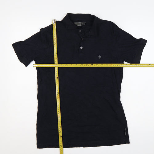 French Connection Mens Black XL Logo Short Sleeve Cotton Polo Shirt