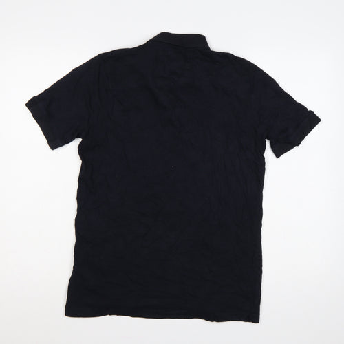 French Connection Mens Black XL Logo Short Sleeve Cotton Polo Shirt