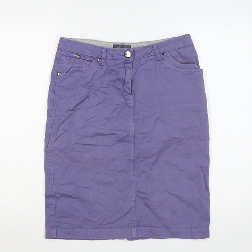 Per Una Women’s Purple UK 12 Cotton Pencil Knee Length Skirt Pockets