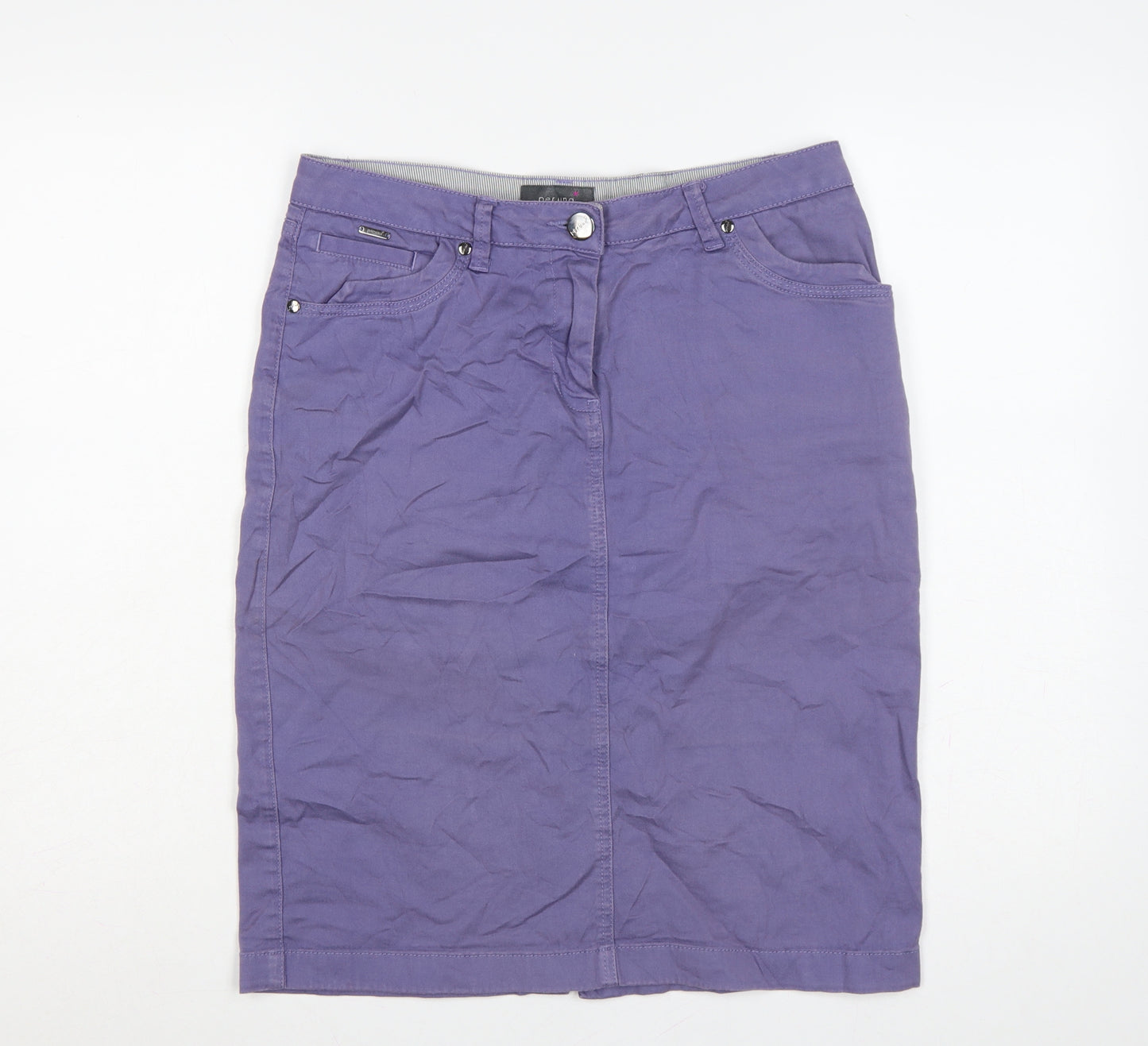 Per Una Women’s Purple UK 12 Cotton Pencil Knee Length Skirt Pockets