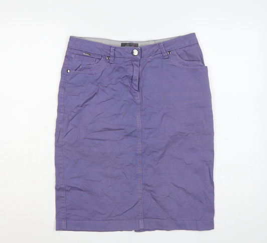 Per Una Women’s Purple UK 12 Cotton Pencil Knee Length Skirt Pockets