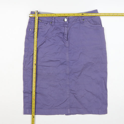 Per Una Women’s Purple UK 12 Cotton Pencil Knee Length Skirt Pockets
