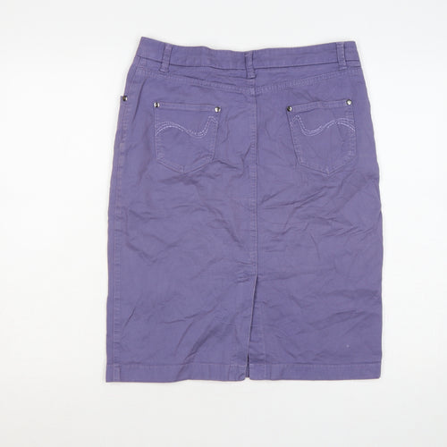 Per Una Women’s Purple UK 12 Cotton Pencil Knee Length Skirt Pockets