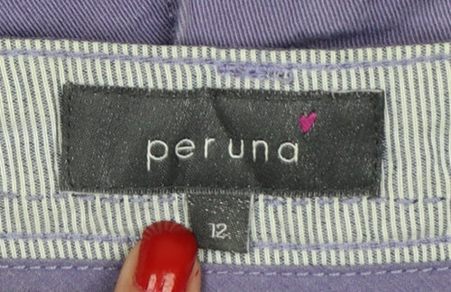 Per Una Women’s Purple UK 12 Cotton Pencil Knee Length Skirt Pockets