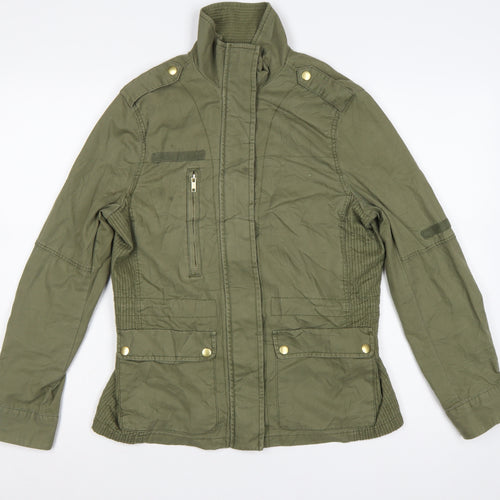 H&M Women's Green UK 8 Military Cotton Utility Zip Jacket