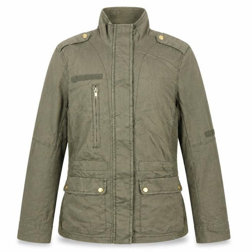 H&M Women's Green UK 8 Military Cotton Utility Zip Jacket