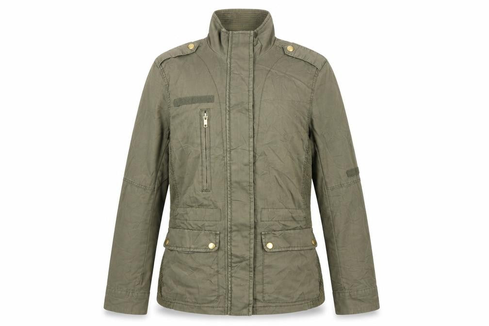 H&M Women's Green UK 8 Military Cotton Utility Zip Jacket