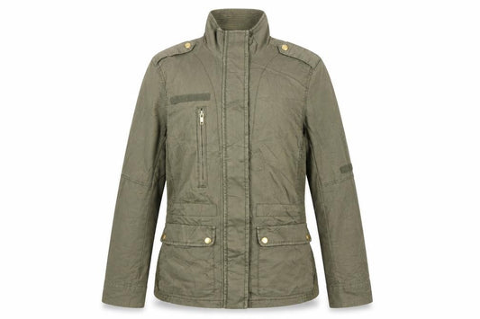 H&M Women's Green UK 8 Military Cotton Utility Zip Jacket