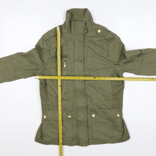 H&M Women's Green UK 8 Military Cotton Utility Zip Jacket