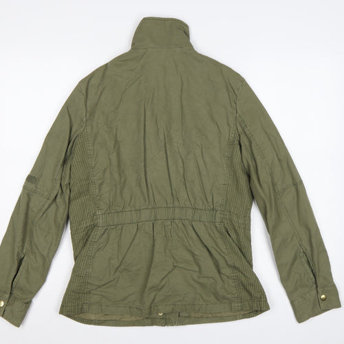 H&M Women's Green UK 8 Military Cotton Utility Zip Jacket