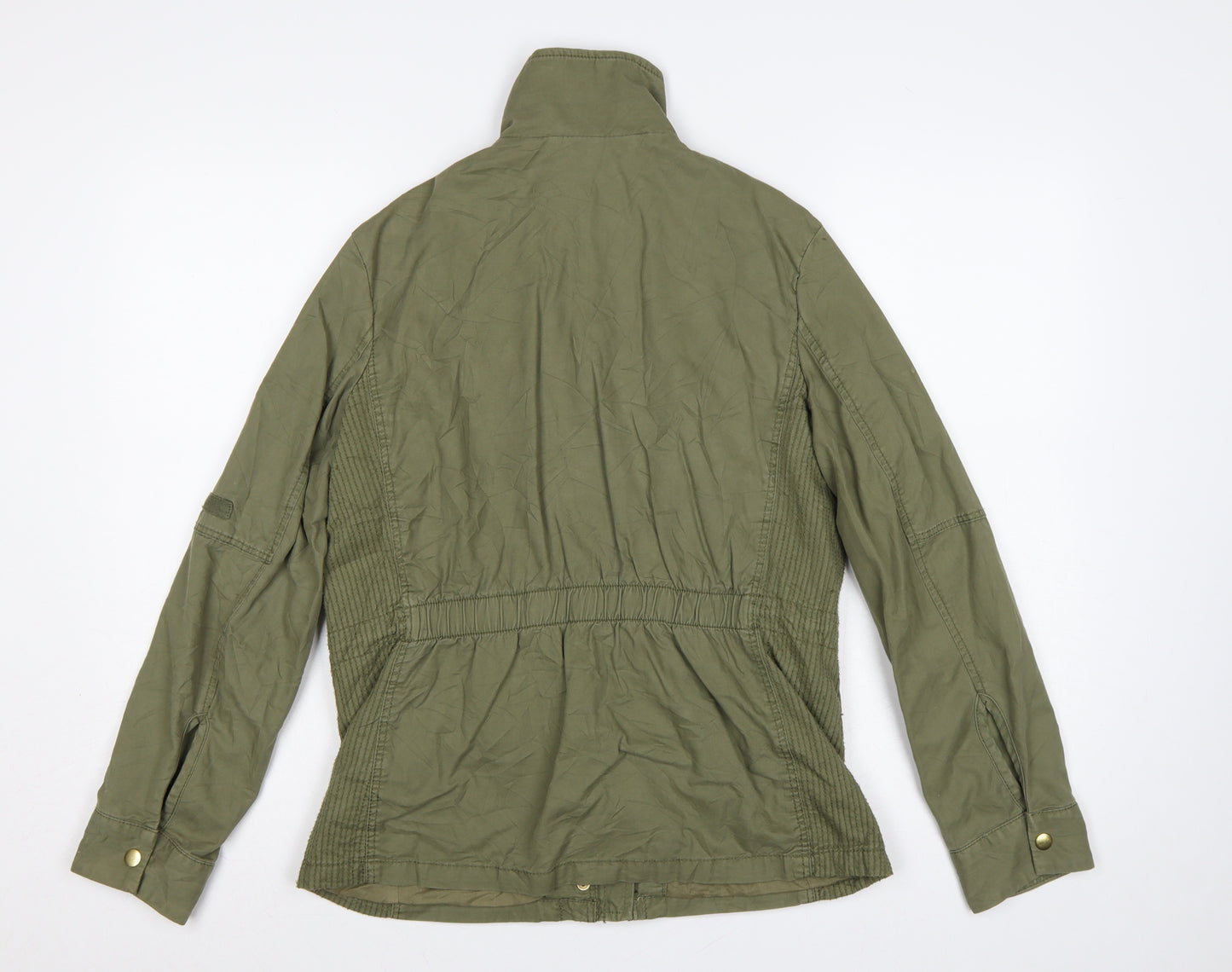 H&M Women's Green UK 8 Military Cotton Utility Zip Jacket