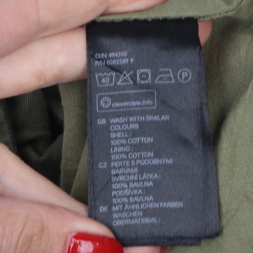 H&M Women's Green UK 8 Military Cotton Utility Zip Jacket