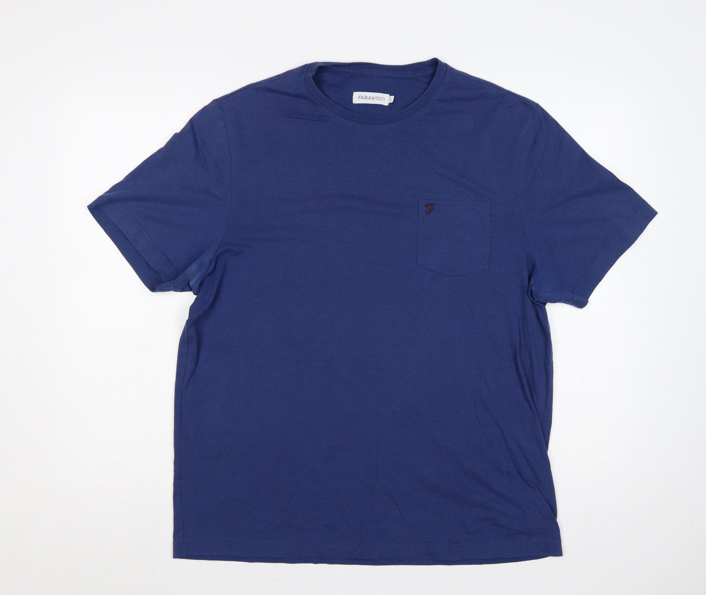 Farah 1920 Men’s Blue L Crew Neck Pocket Logo T-Shirt