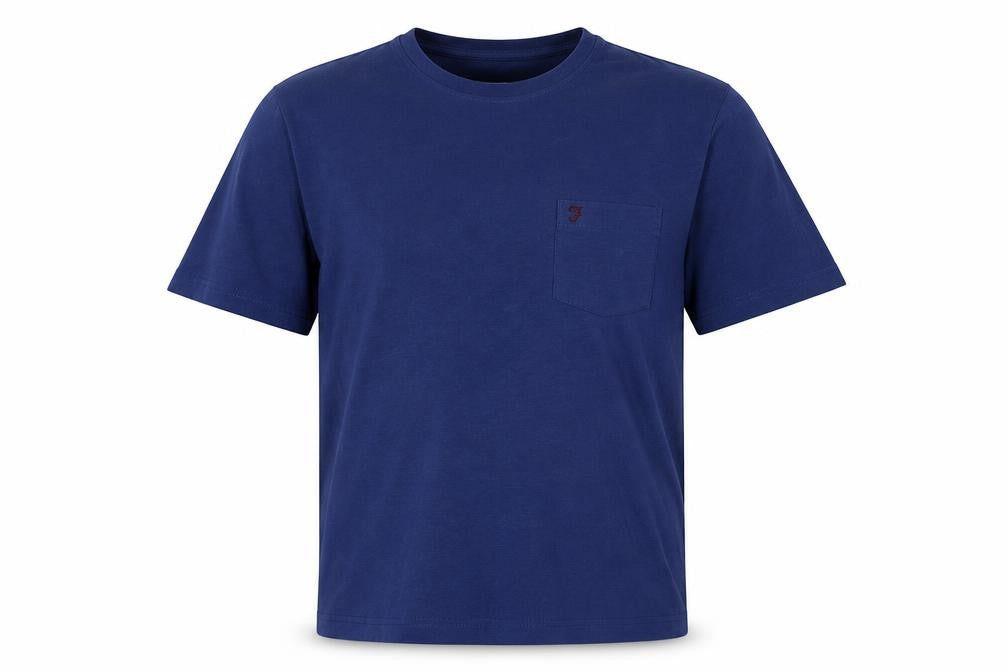 Farah 1920 Men’s Blue L Crew Neck Pocket Logo T-Shirt
