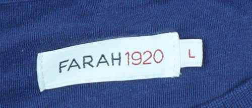 Farah 1920 Men’s Blue L Crew Neck Pocket Logo T-Shirt