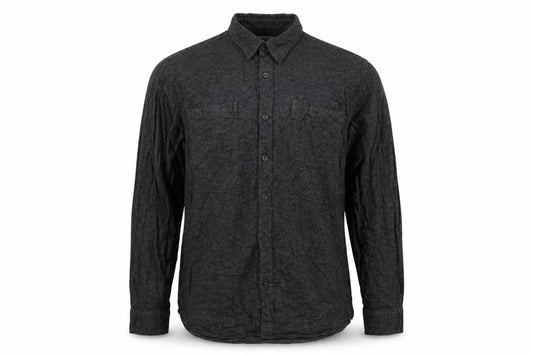 Front view of Country Coast Men's Grey XL Brushed Flannel Button-Up Shirt