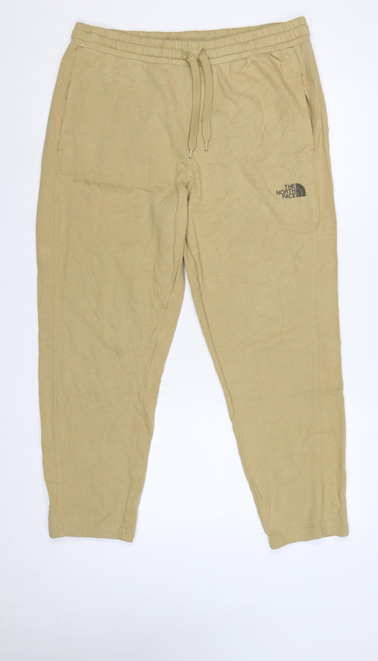 The North Face Men’s Beige L Cotton Fleece Jogger Trousers Logo