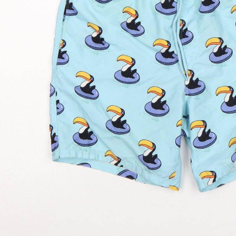 ASOS Men’s Blue M Toucan Print Drawstring Swim Shorts Mesh Lined