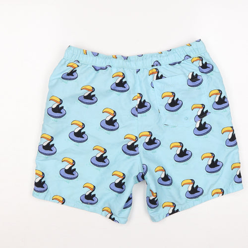 ASOS Men’s Blue M Toucan Print Drawstring Swim Shorts Mesh Lined