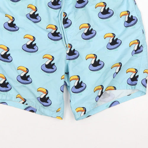 ASOS Men’s Blue M Toucan Print Drawstring Swim Shorts Mesh Lined