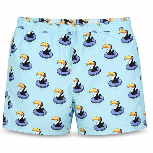 ASOS Men’s Blue M Toucan Print Drawstring Swim Shorts Mesh Lined