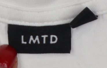 LMTD Women White S Friends Logo Jersey T-Shirt Short Sleeve