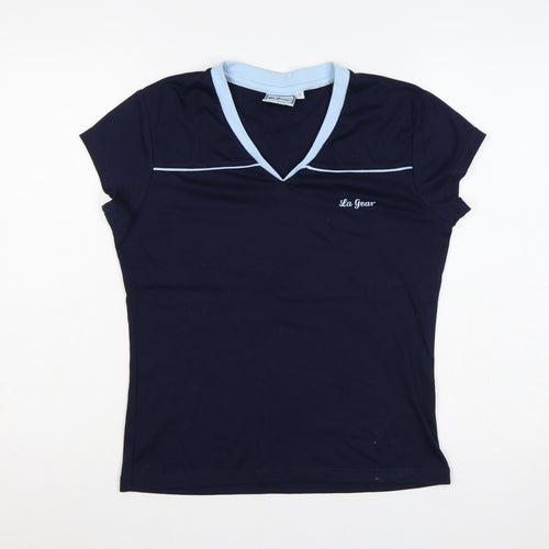 La Gear Teens Blue UK 16 V-Neck Short Sleeve Basic T-Shirt