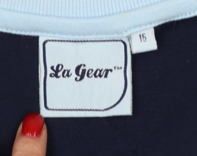 La Gear Teens Blue UK 16 V-Neck Short Sleeve Basic T-Shirt