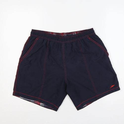 Speedo Men’s Blue L Swim Shorts Elastic Waist Pockets