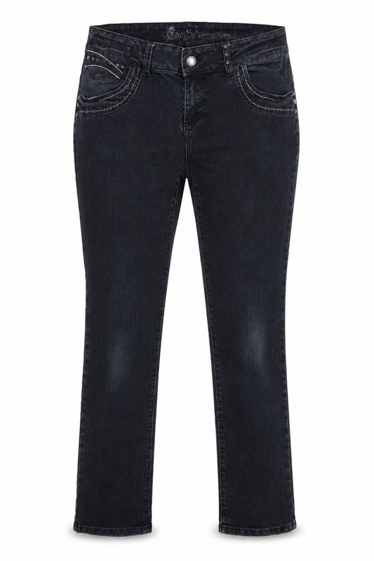 E-vie Women Black UK 14 Glamour Skinny Stretch Studded Jeans