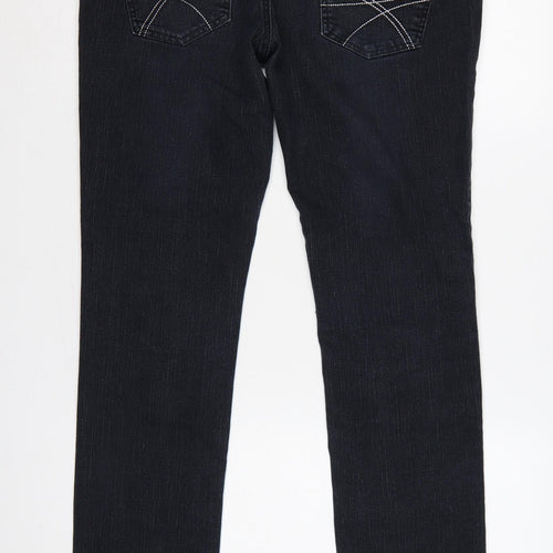 E-vie Women Black UK 14 Glamour Skinny Stretch Studded Jeans