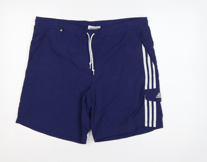 adidas Men’s Blue M Swim Shorts 3 Stripe Drawstring Lined