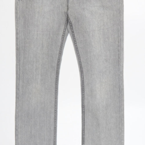 TJ Women Grey Size 14 Straight Slim Stretch Studded Jeans