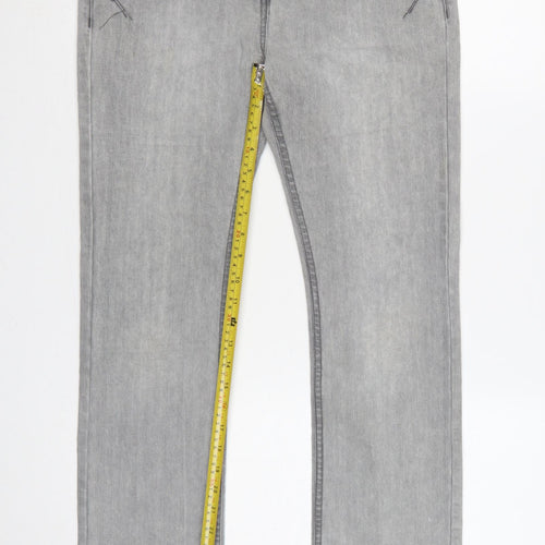 TJ Women Grey Size 14 Straight Slim Stretch Studded Jeans