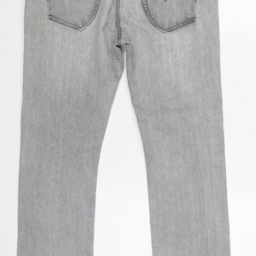 TJ Women Grey Size 14 Straight Slim Stretch Studded Jeans