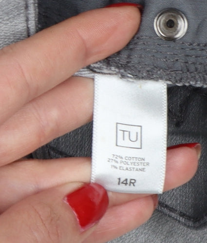 TJ Women Grey Size 14 Straight Slim Stretch Studded Jeans