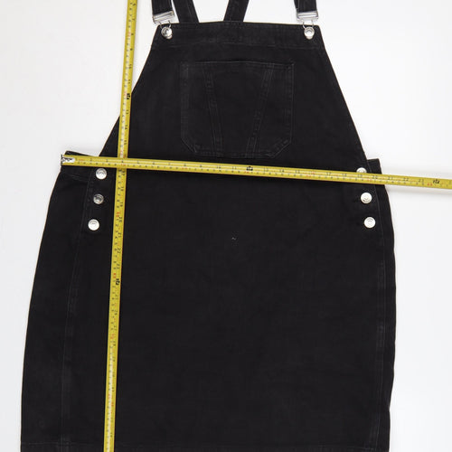 Papaya Women Black Denim Pinafore Dress Size 18 Adjustable Straps
