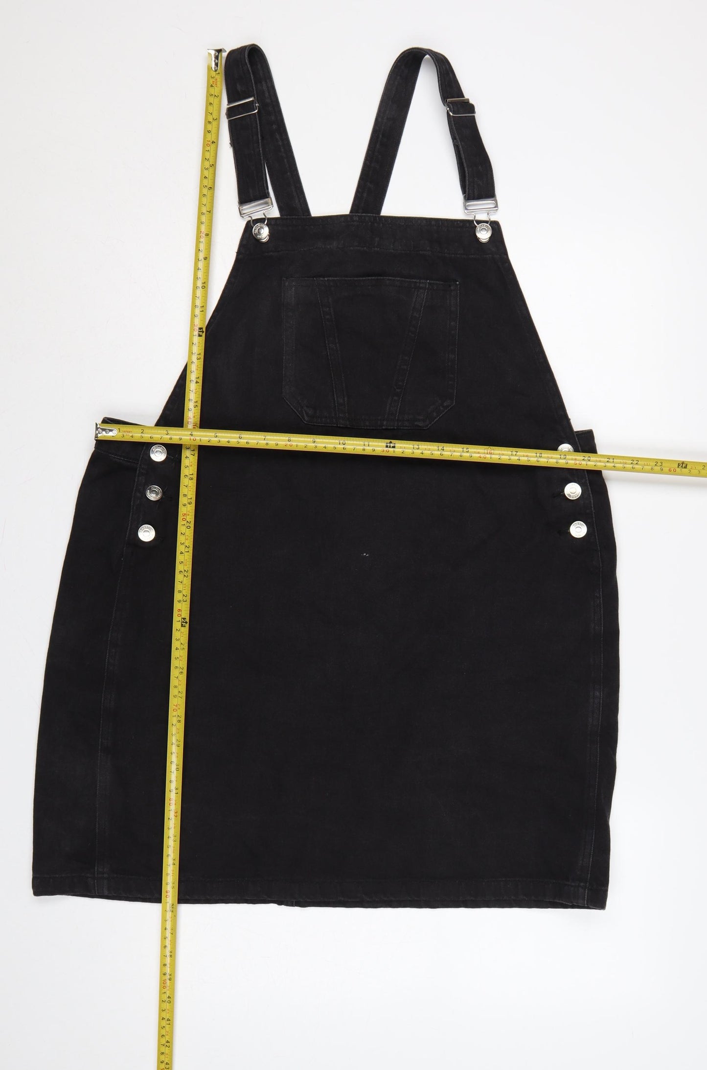 Papaya Women Black Denim Pinafore Dress Size 18 Adjustable Straps