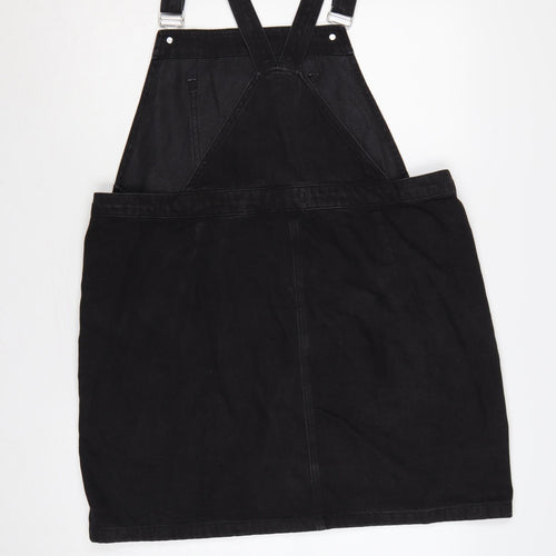 Papaya Women Black Denim Pinafore Dress Size 18 Adjustable Straps