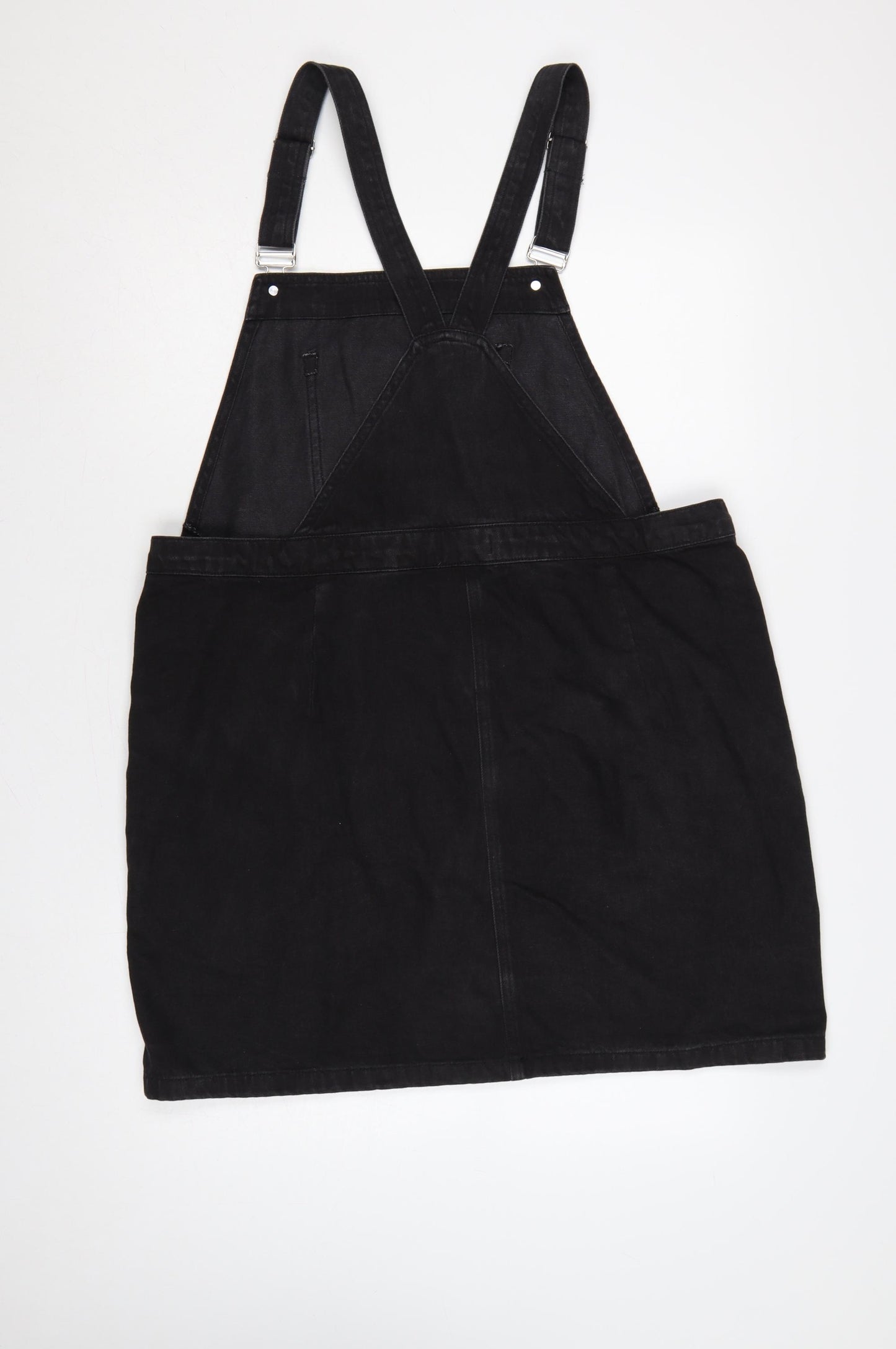 Papaya Women Black Denim Pinafore Dress Size 18 Adjustable Straps