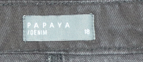 Papaya Women Black Denim Pinafore Dress Size 18 Adjustable Straps